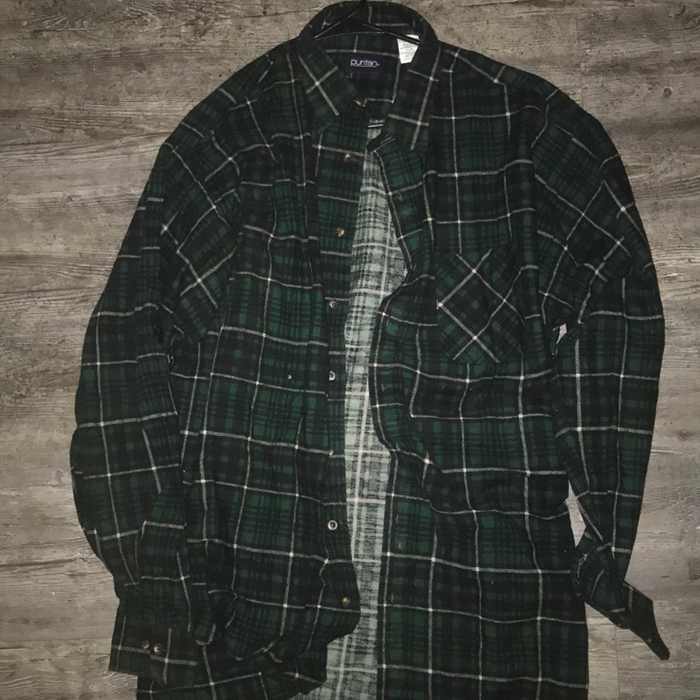 Dark Green tall flannel 90s style shirt